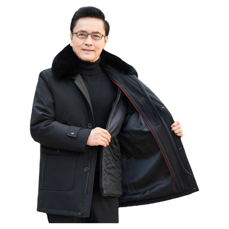 加绒加厚冬季脱卸内胆毛领