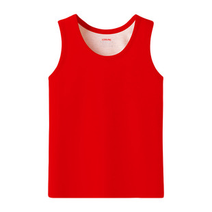 本命年红色保暖背心男女士加绒加厚款德绒发热内衣结婚属马秋冬季