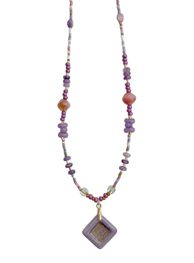 紫色系捷克水晶手作串珠项链女