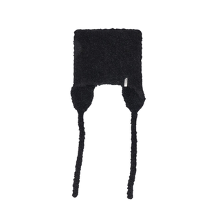 日本override羊毛系带猫耳朵针织帽女毛绒保暖护耳防风毛线帽秋冬