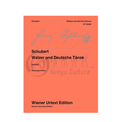 舒伯特 圆舞曲和德国舞曲 钢琴独奏带指法 维也纳UE净版乐谱书  Schubert Waltzes and German Dances for piano UT 50063