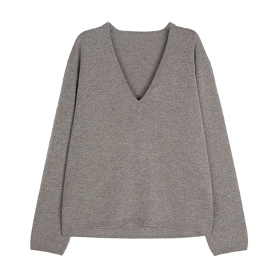 康赛妮羊毛羊绒深V毛衣及地长裤