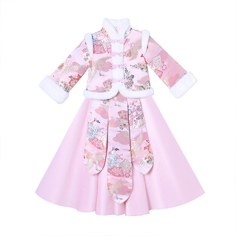 中国风汉服加绒加厚连衣裙拜年服