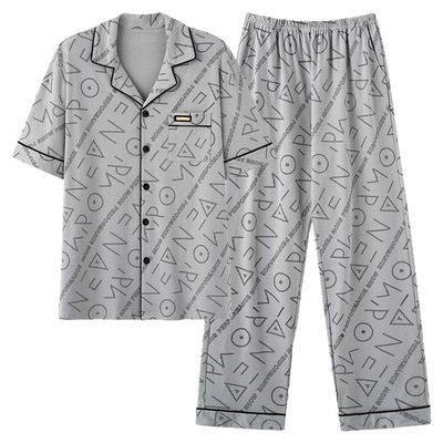 猫人男士睡衣纯棉家居服可外穿夏