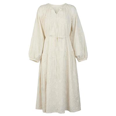 sdeer文艺收腰绣花长袖连衣裙