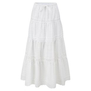 【白鹿/张淼怡同款】SHRO ENRO 早春新款法式花边镂空A字长半裙女