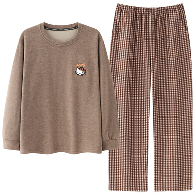 2025年新款秋冬加厚羊毛蚕丝德绒睡衣女士秋冬款长袖可外穿家居服