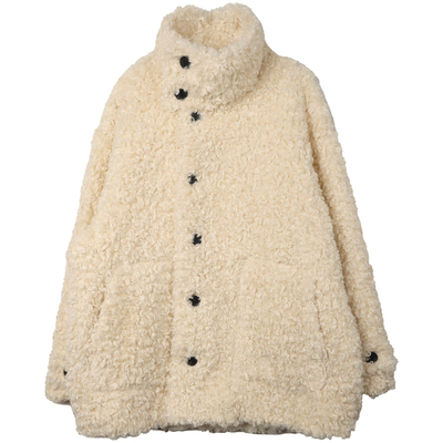 洛边羊羔毛中长款皮毛一体大衣