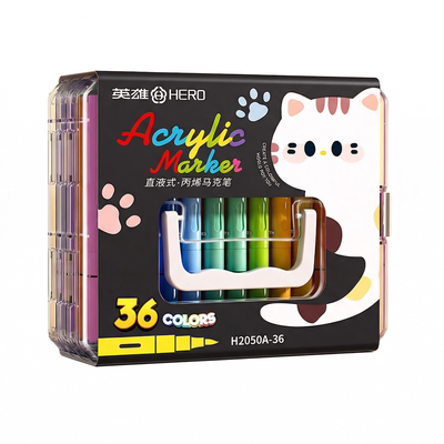 百年品牌｜英雄直液式丙烯马克笔