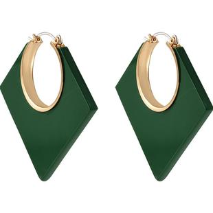 欧美夸张方向耳圈女冷淡风个性气质小众设计感耳环几何菱形耳饰