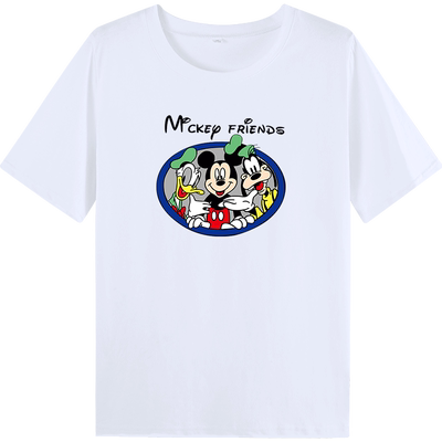 米奇纯棉女夏短袖2023韩宽松白色