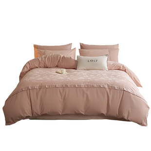 100S加厚磨毛全棉四件套纯棉床上被套床单秋冬色织提花床品三件套