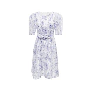 t区绫致VeroModa连衣裙25春夏优雅甜美印花五分袖纱裙时尚