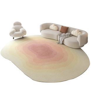 奶油风异形地毯客厅不规则卧室床边毯轻奢高级沙发家用满铺地垫