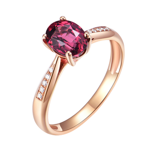 私意珠宝天然彩宝1.5克拉石榴石戒指18k金钻石首饰女戒定制宝石