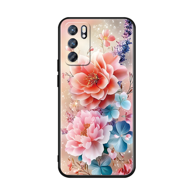 秋昊适用于opporeno6手机壳0PP0Ren06花卉PEQM00唯美oppo6春天Ren06超好看Reno6软胶peqm00全包reon6防摔oopr