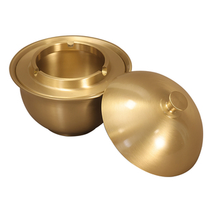 创意黄铜烟灰缸带盖装饰摆件防风金属烟缸家居用品高端办公室摆件