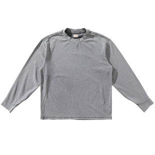 全棉软糯indigo水洗铜氨丝质感复古长袖打底T恤 MBBCAR窄幅