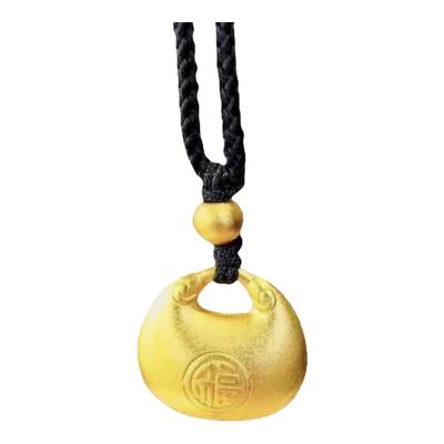 金包银小胖福吊坠女款福气满满钱袋子福字挂坠男编织平安福字项链