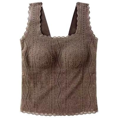 法式蕾丝吊带背心内衣女士打底衫自带胸垫一体美背内搭可外穿上衣