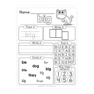 高频词sight words练习册作业纸168页涂色书写游戏