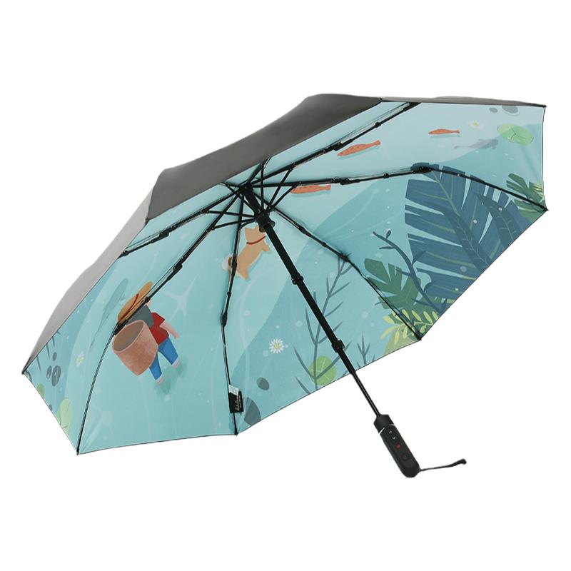 羅棠布妮智能電動雨傘防紫外線遮陽傘晴雨兩用全自動傘黑膠防曬傘