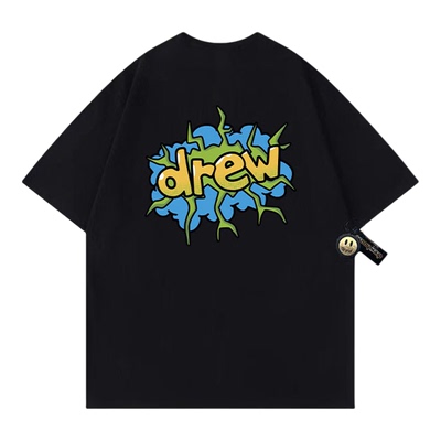 比伯笑脸潮牌爆炸字母ins美式T恤