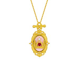 PINKBOX/娉饰珠宝黄金吊坠镶嵌钻石托帕石足金双生冠韵系列新品