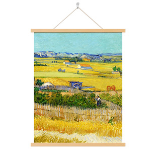 梵高向日葵油画名画免打孔墙画新中式挂画书房沙发背景电表箱壁画