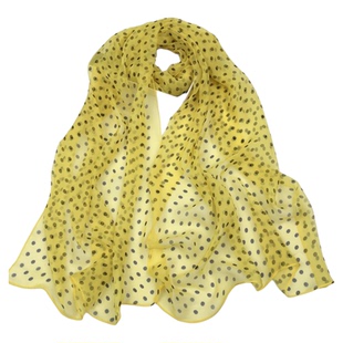 明媚黄色波点飘带丝巾系脖高级感气质女ins纱巾围巾薄款围脖颈饰