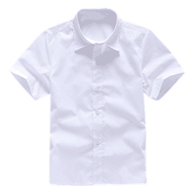 男童白衬衫翻领短袖春秋儿童校服宝宝衬衣女童小学生中大童演出服