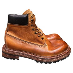 高级感户外大黄马丁靴男款真皮大头层牛皮男靴水洗高帮厚底工装鞋