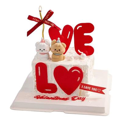 情人节蛋糕装饰红色love亚克力
