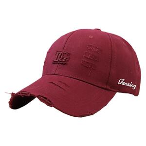 春夏季韩版百搭显脸小棒球帽子女立体字母刺绣做旧破洞时尚鸭舌帽