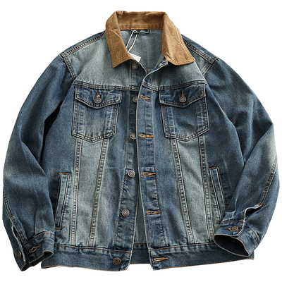 做旧水洗翻领美式工装夹克外套