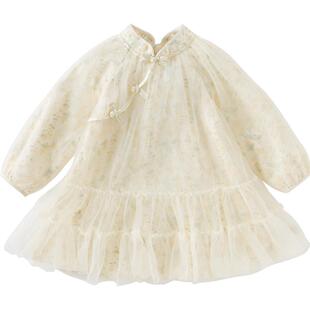 戴维贝拉女童国风连衣裙2026春装新款儿童洋气网纱裙中大童裙子