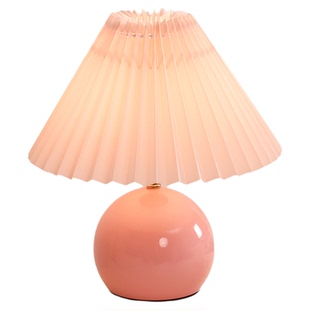 台灯卧室床头灯奶油风碎花高级感轻奢儿童女公主氛围三色调光夜灯