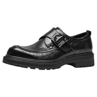 哈森男鞋秋季新款商务休闲皮鞋男结婚新郎真皮大头德比鞋英伦鞋子