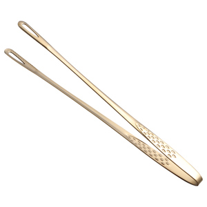 韩式烤肉夹子304不锈钢 烧烤夹牛排夹自助餐烤肉夹金色加长料理夹