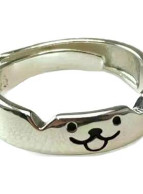 小众设计感猫狗日记戒指女小猫小狗情侣对戒ins开口可调节食指戒