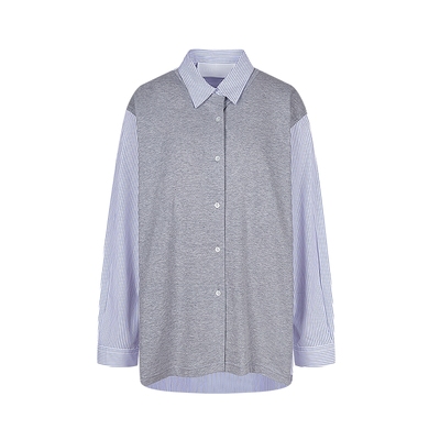 LESS休闲全棉拼接OVERSIZE衬衫