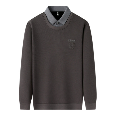 保罗2025新款高档男士加绒加厚假两件卫衣秋冬长袖t恤正品Polo衫