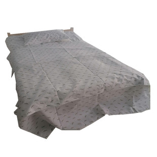 酒店宾馆医院养老美容院按摩床枕套全棉涤棉布草小麦穗小麦叶白黄