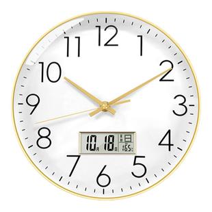 挂钟客厅2026新款现代简约静音卧室免打孔时钟家用挂墙日历石英钟