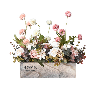 实木栅栏花假花仿真花客厅桌面摆设花艺摆件花束餐桌花摆台装饰花