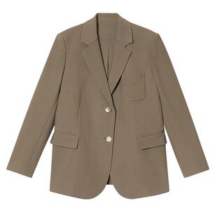 诗篇专选气质西装领单排扣宽肩垫肩宽松西装女外套2025春新款