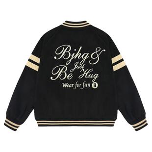 BJHG不计后果麂皮绒棒球服外套男冬季潮牌新款美式情侣飞行夹克女