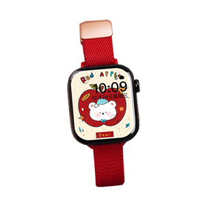 新年红色适用华为FIT4表带FIT3手表watchfit4pro女细款尼龙编织磁吸腕带fit2秋冬新款智能高级fit3运动替换带