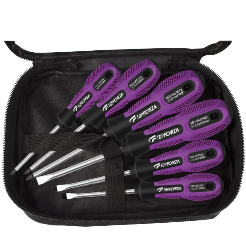 拓伏锐螺丝刀套装十字一字加硬带磁性螺丝批组套多功能起子组 6件