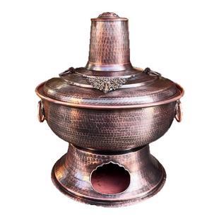 纯铜老式铜火锅 精工锻打木炭火锅家用商用涮肉火锅碳炉老式铜锅